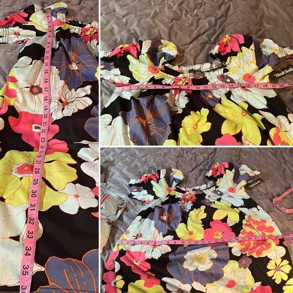 Modcloth Casual Breezy Daytime Mood Babydoll Dress Black Honolulu Floral M NWOT - Picture 13 of 13